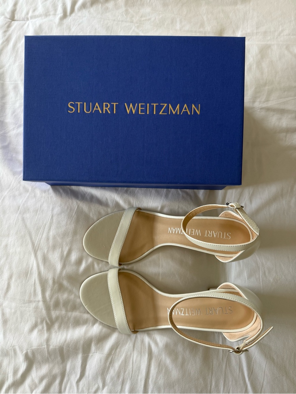 Stuart Weitzman Cream Ankle-Strap Sandals